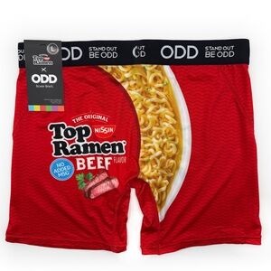 Odd Sox Top Ramen Noodle Boxer Briefs Mens Large Underwear Beef Red Black Gift